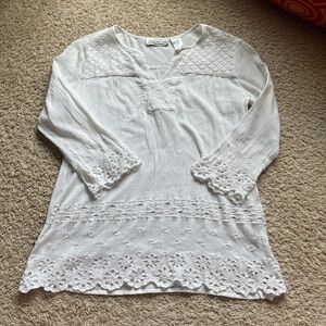 White Lace Detail Women's Top